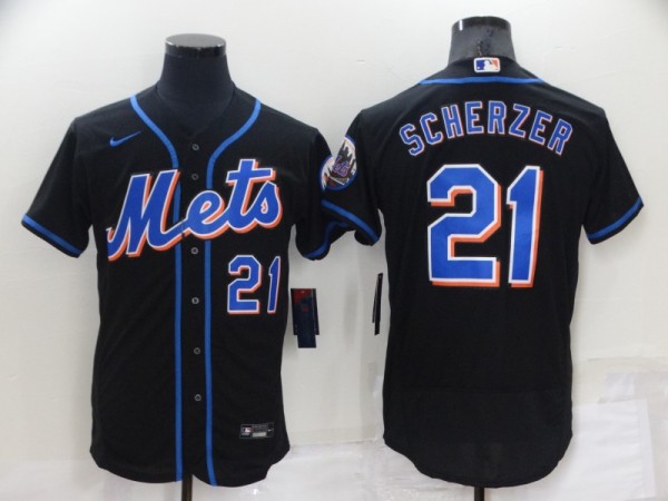 Men's New York Mets #21 Max Scherzer Black Flex Base Stitched Jersey